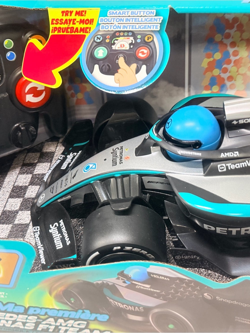 Remote Control Racing Car with Steering Wheel Controller - Black & Blue - Picture 2 of 12